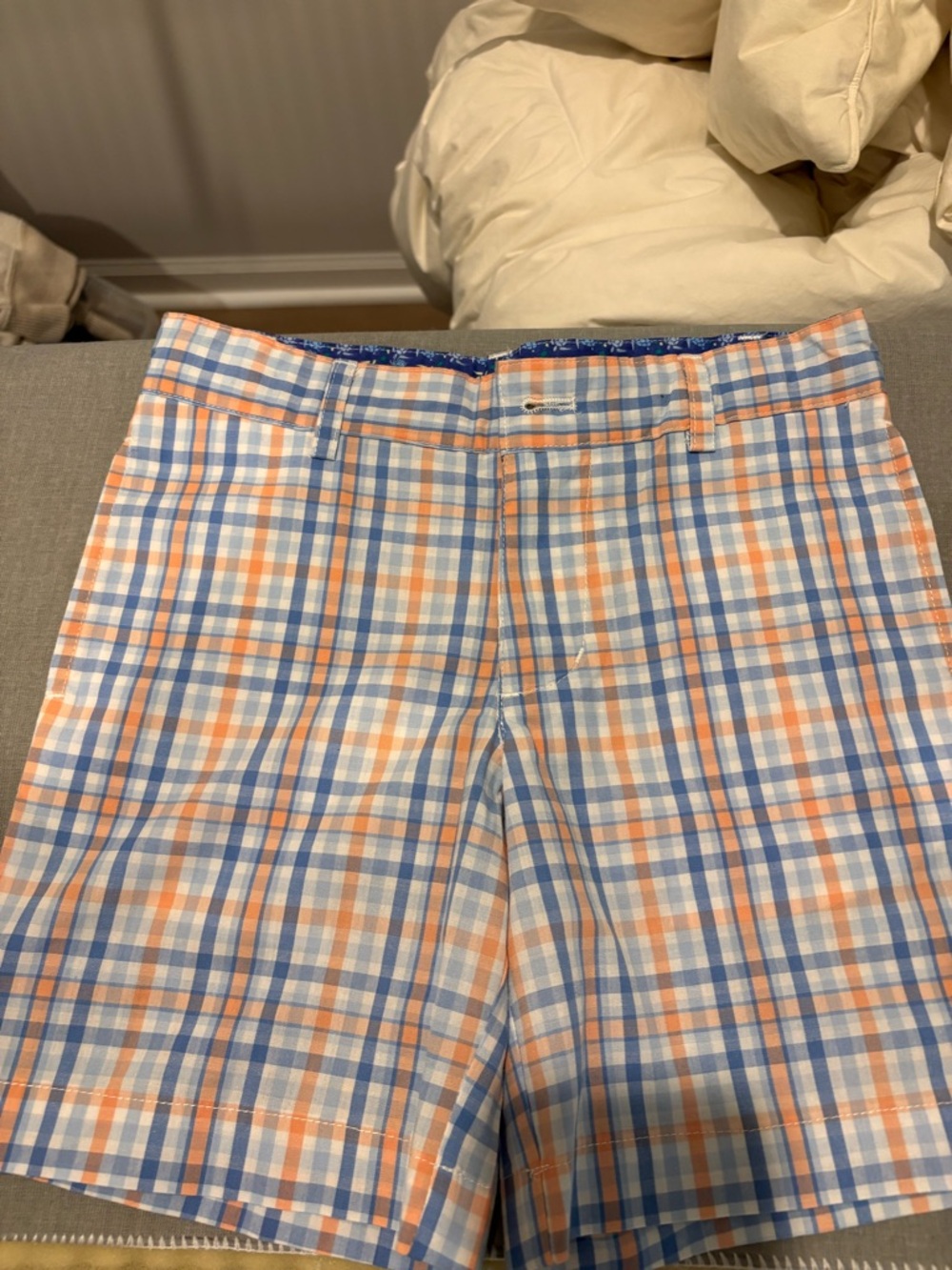 Kids Plaid Shorts in Blue & Orange